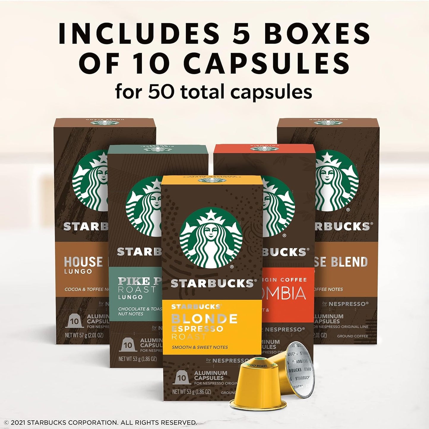 Starbucks Nespresso Original Roast Espresso 50-Capsule Pack - Christmas Special