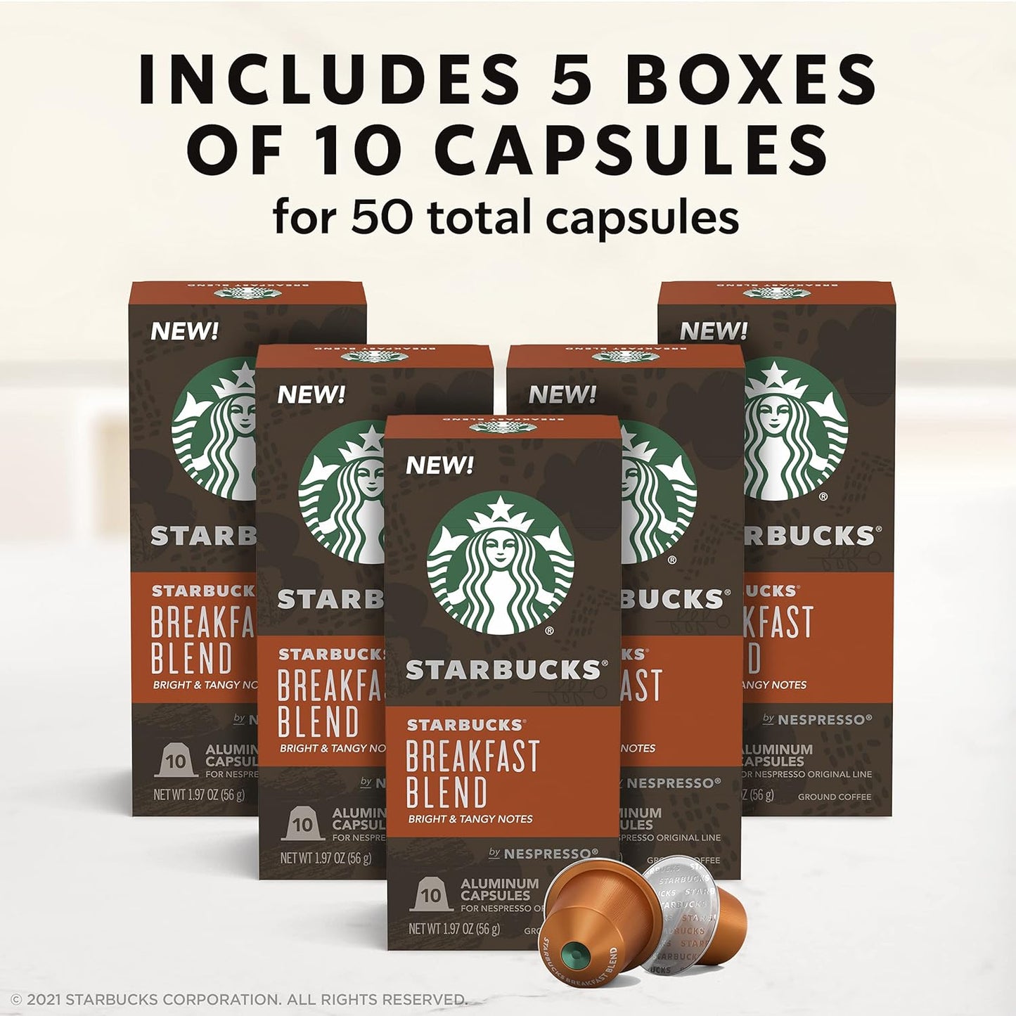 Starbucks Nespresso Original Roast Espresso 50-Capsule Pack - Christmas Special