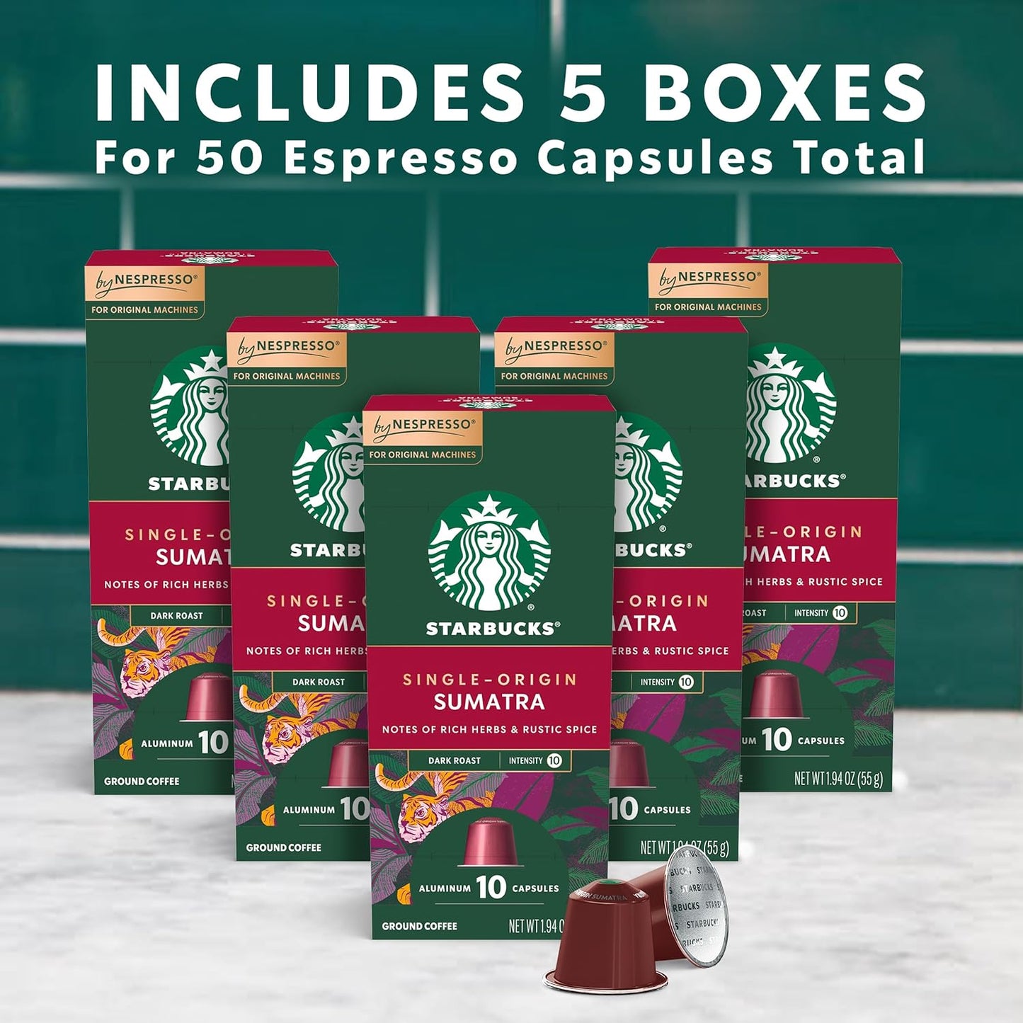Starbucks Nespresso Original Roast Espresso 50-Capsule Pack - Christmas Special