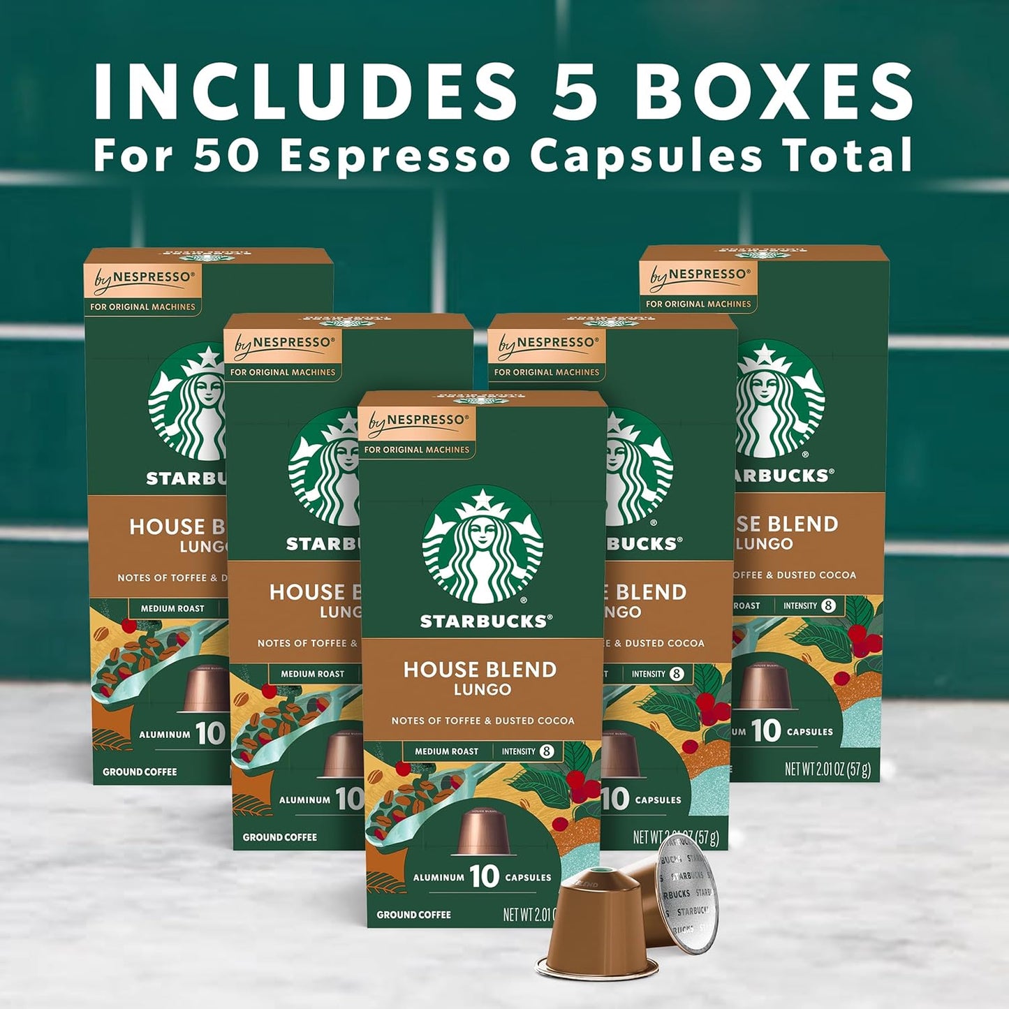 Starbucks Nespresso Original Roast Espresso 50-Capsule Pack - Christmas Special