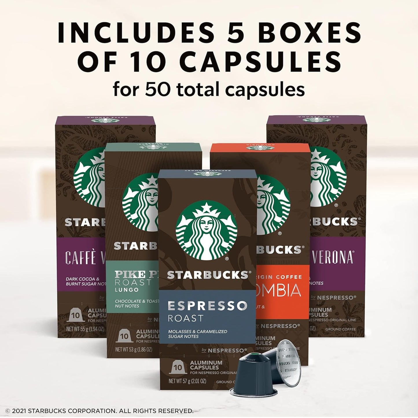 Starbucks Nespresso Original Roast Espresso 50-Capsule Pack - Christmas Special