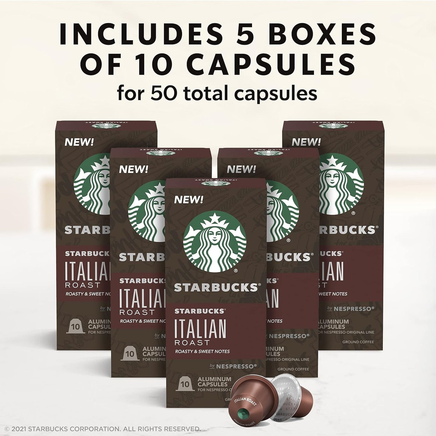 Starbucks Nespresso Original Roast Espresso 50-Capsule Pack - Christmas Special