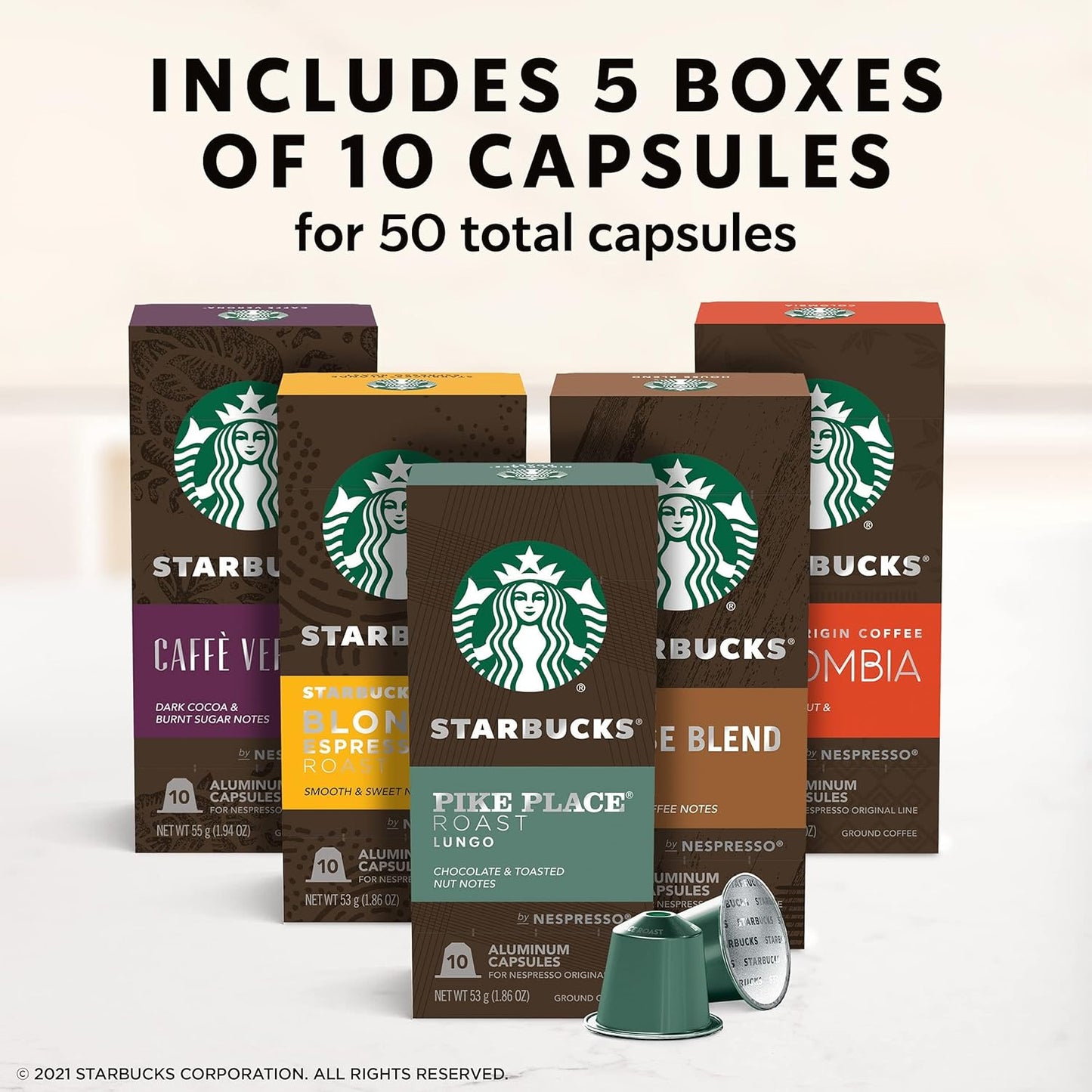 Starbucks Nespresso Original Roast Espresso 50-Capsule Pack - Christmas Special